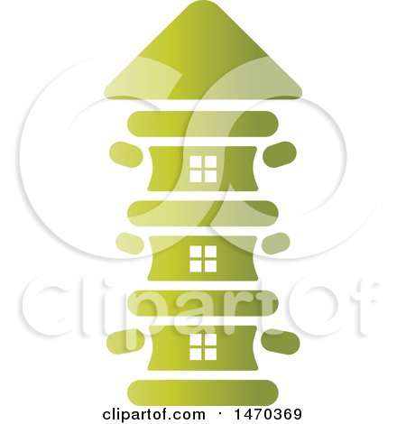Clipart of a Gradient Green Spine House - Royalty Free Vector Illustration by Lal Perera