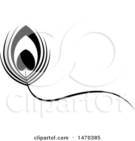 Clipart of a Black and White Feather with a Heart - Royalty Free Vector Illustration by Lal Perera