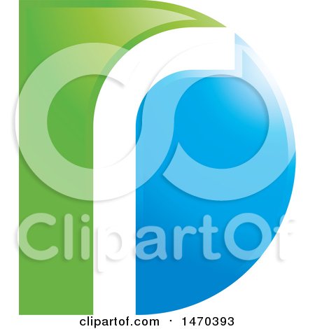 Clipart of a Green Blue and White Abstract Letter R and D Design - Royalty Free Vector Illustration by Lal Perera