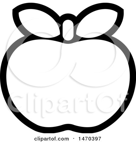 Clipart of a Black and White Apple Outline - Royalty Free Vector Illustration by Lal Perera