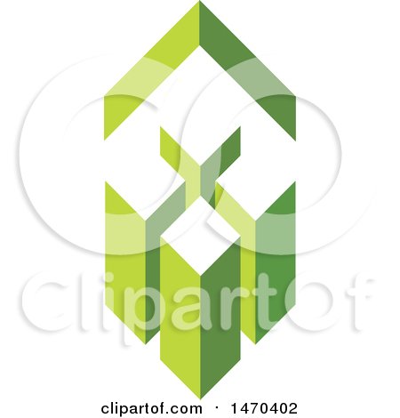 Clipart of a Green Roof over Buildings - Royalty Free Vector Illustration by Lal Perera