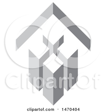 Clipart of a Gray City Building Design with a Roof - Royalty Free Vector Illustration by Lal Perera