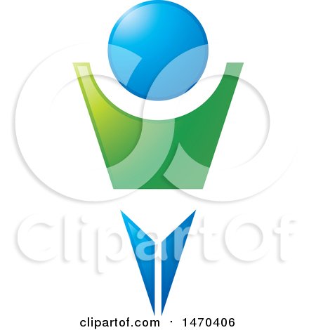 Clipart of a Blue and Green Person Cheering - Royalty Free Vector Illustration by Lal Perera