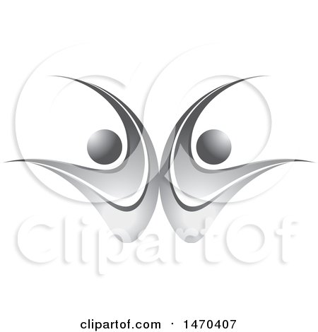 Clipart of Silver People Cheering or Dancing - Royalty Free Vector Illustration by Lal Perera