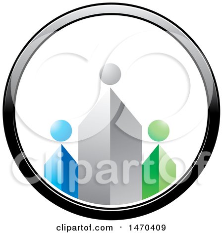 Clipart of a Circle with Three Abstract Tower People - Royalty Free Vector Illustration by Lal Perera