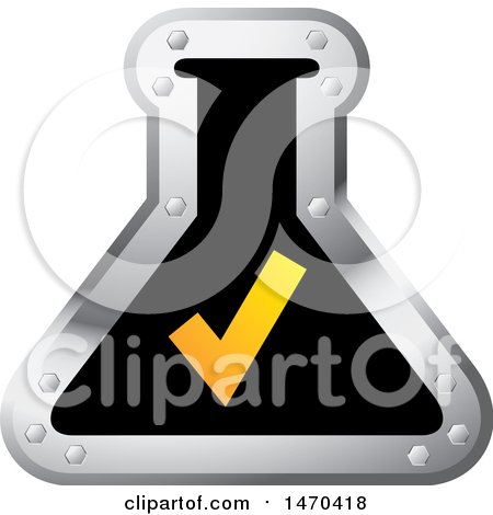 Clipart of a Laboratory Flask with a Check Mark - Royalty Free Vector Illustration by Lal Perera