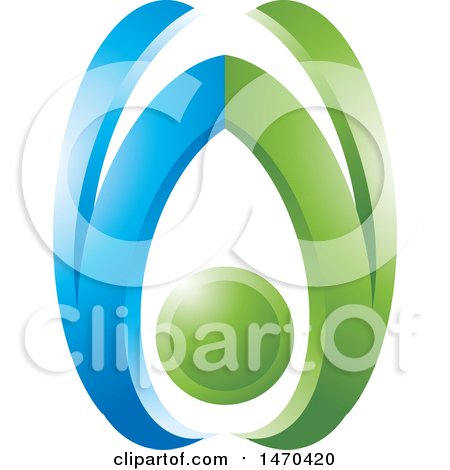 Clipart of an Abstract Blue and Green Design - Royalty Free Vector Illustration by Lal Perera