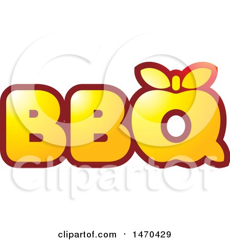 Clipart of a Red and Yellow BBQ Design with an Apple - Royalty Free Vector Illustration by Lal Perera