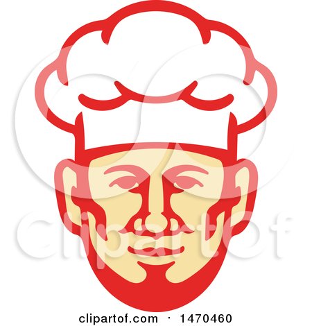 Clipart of a Retro Male Chef Face with a Toque Hat - Royalty Free Vector Illustration by patrimonio