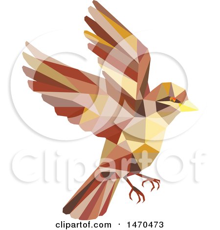 Clipart of a Flying Sparrow Bird in Low Polygon Style - Royalty Free Vector Illustration by patrimonio