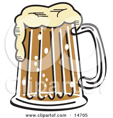 Frothy Mug of Beer in a Bar Clipart Illustration by Andy Nortnik