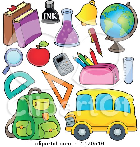 Clipart of School Items - Royalty Free Vector Illustration by visekart