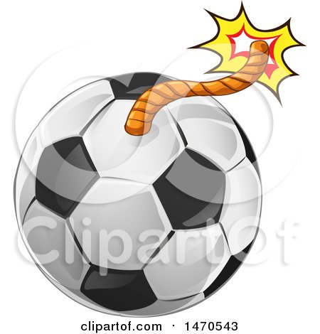 Clipart of a Soccer Ball Bomb with a Lit Fuse - Royalty Free Vector Illustration by Domenico Condello