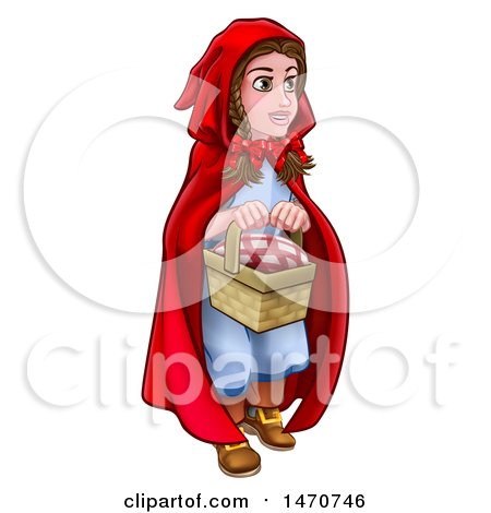 Clipart of a Girl, Little Red Riding Hood, Holding a Basket - Royalty Free Vector Illustration by AtStockIllustration
