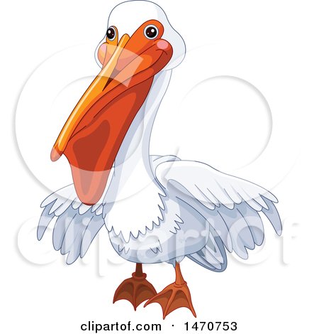 Clipart of a Cute White Pelican Bird - Royalty Free Vector Illustration by Pushkin