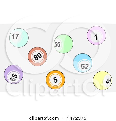 Clipart of a Background of Numbered Balls on a Gray Panel over White - Royalty Free Vector Illustration by elaineitalia