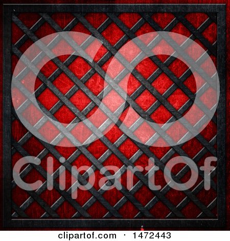 Clipart of a Metal Lattice Texture over Red - Royalty Free Illustration by KJ Pargeter