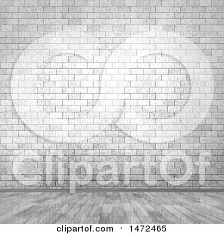 Clipart of a 3d Whitewash Brick Wall and Floor - Royalty Free Illustration by KJ Pargeter