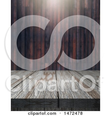 Clipart of a 3d Wood Surface over Panels - Royalty Free Illustration by KJ Pargeter