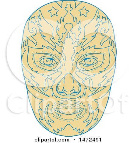 Clipart of a Sketched Mexican Luchador Wrestler Mask - Royalty Free Vector Illustration by patrimonio