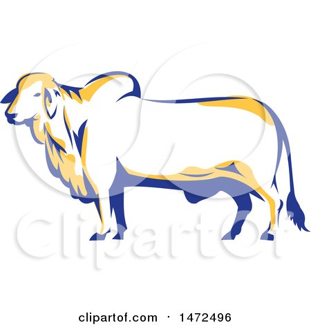 Clipart of a Brahman Bull in Profile - Royalty Free Vector Illustration by patrimonio