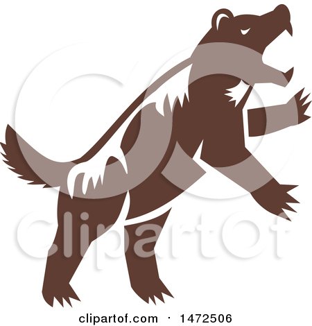 Clipart of a Retro Attacking Wolverine Skunk Bear - Royalty Free Vector Illustration by patrimonio