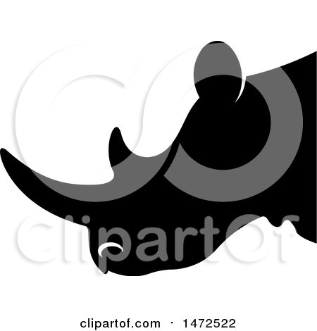 Clipart of a Black Silhouetted Rhinoceros Head - Royalty Free Vector Illustration by Lal Perera