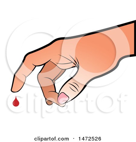 Clipart of a Hand with a Blood Drop - Royalty Free Vector Illustration by Lal Perera