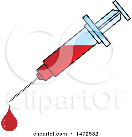 Clipart of a Syringe with a Blood Drop - Royalty Free Vector Illustration by Lal Perera