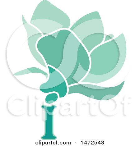 Clipart of a Green Letter I Flower Design - Royalty Free Vector Illustration by Lal Perera