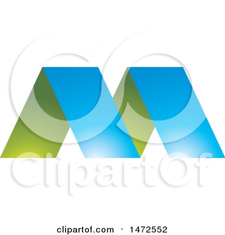 Clipart of a Green and Blue Letter M Design - Royalty Free Vector Illustration by Lal Perera