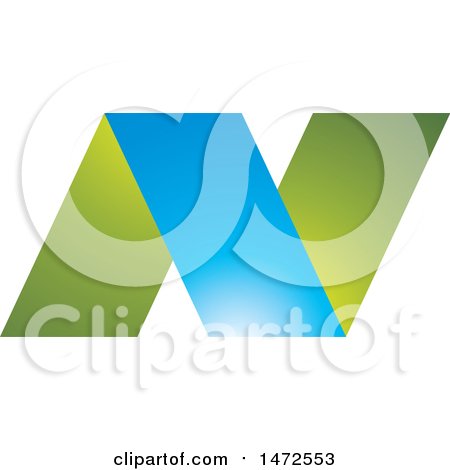 Clipart of a Green and Blue Letter N Design - Royalty Free Vector Illustration by Lal Perera