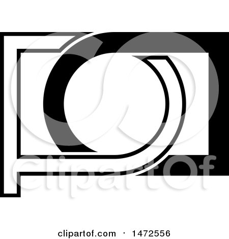 Clipart of a Black and White Abstract Pd Icon - Royalty Free Vector Illustration by Lal Perera