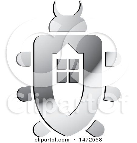 Clipart of a Silver Beetle House Shield Design - Royalty Free Vector Illustration by Lal Perera