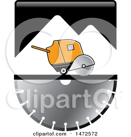 Clipart of a Concrete Cutter Oover a Saw Blade - Royalty Free Vector Illustration by Lal Perera