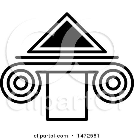 Clipart of a Black and White Triangle and Column - Royalty Free Vector Illustration by Lal Perera