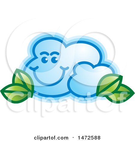 Clipart of a Happy Cloud with Leaves - Royalty Free Vector Illustration by Lal Perera
