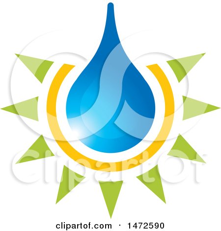 Clipart of a Glowing Water Drop - Royalty Free Vector Illustration by Lal Perera