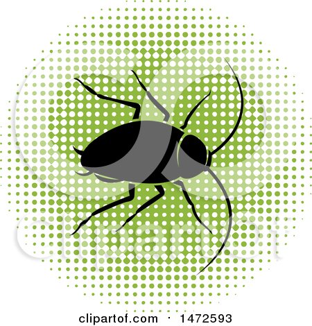 Clipart of a Cockroach in a Green Halftone Circle - Royalty Free Vector Illustration by Lal Perera