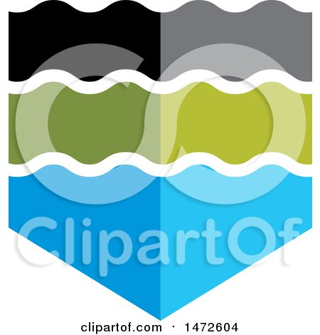 Clipart of a Corner of Black Green and Blue Waves - Royalty Free Vector Illustration by Lal Perera