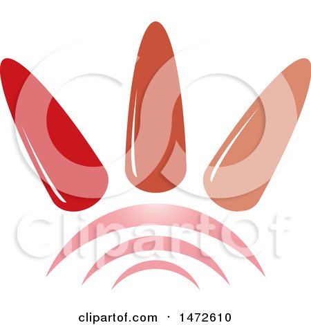 Clipart of Three Painted Finger Nails over Arches - Royalty Free Vector Illustration by Lal Perera