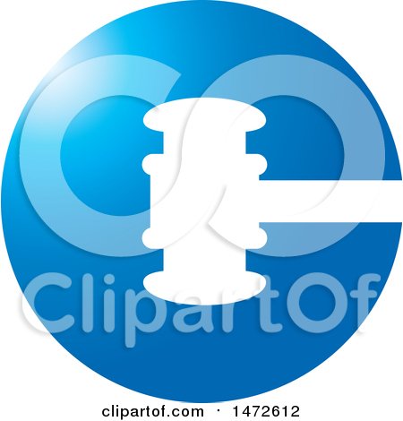 Clipart of a Round Blue Gavel Icon - Royalty Free Vector Illustration by Lal Perera