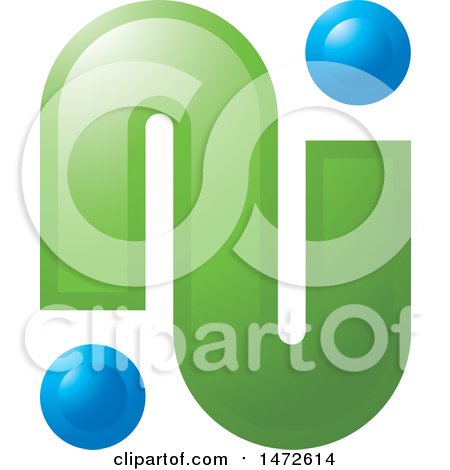 Clipart of a Green and Blue Abstract Icon - Royalty Free Vector Illustration by Lal Perera