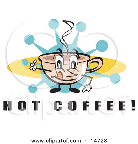 Happy Coffee Cup Character With Steamy Hot Coffee Clipart Illustration by Andy Nortnik