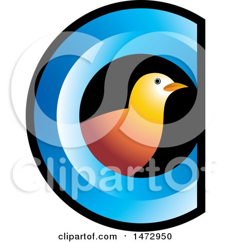 Clipart of a Bird in an Abstract Letter C Design - Royalty Free Vector Illustration by Lal Perera
