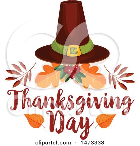 Clipart of a Pilgrim Hat with Thanksgiving Day Text - Royalty Free Vector Illustration by Vector Tradition SM