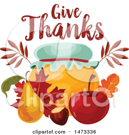 Clipart of a Give Thanks Design over a Honey Jar - Royalty Free Vector Illustration by Vector Tradition SM