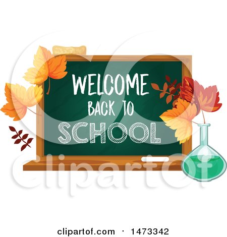 Clipart of a Chalkboard with Welcome Back to School Text - Royalty Free Vector Illustration by Vector Tradition SM