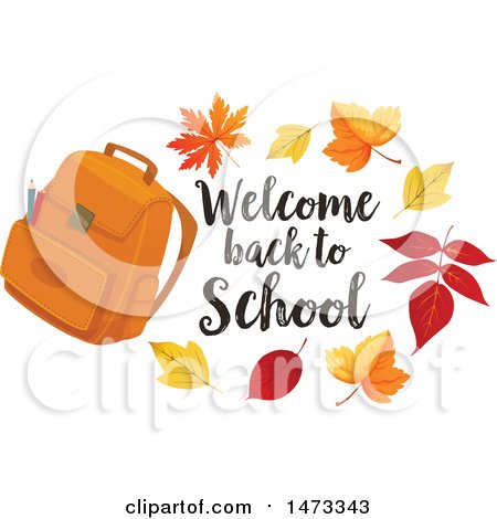 Clipart of a Backpack with Welcome Back to School Text - Royalty Free Vector Illustration by Vector Tradition SM