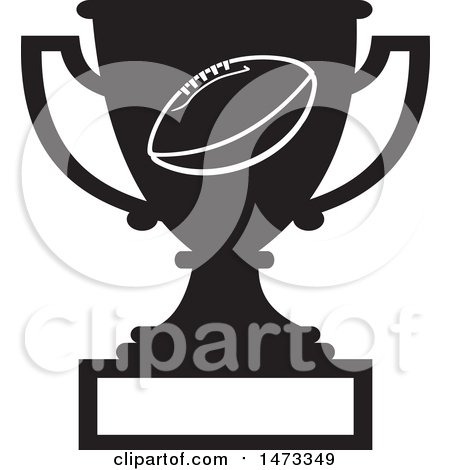 Clipart of a Silhouetted Football Trophy Cup with a Blank Plaque - Royalty Free Vector Illustration by Johnny Sajem